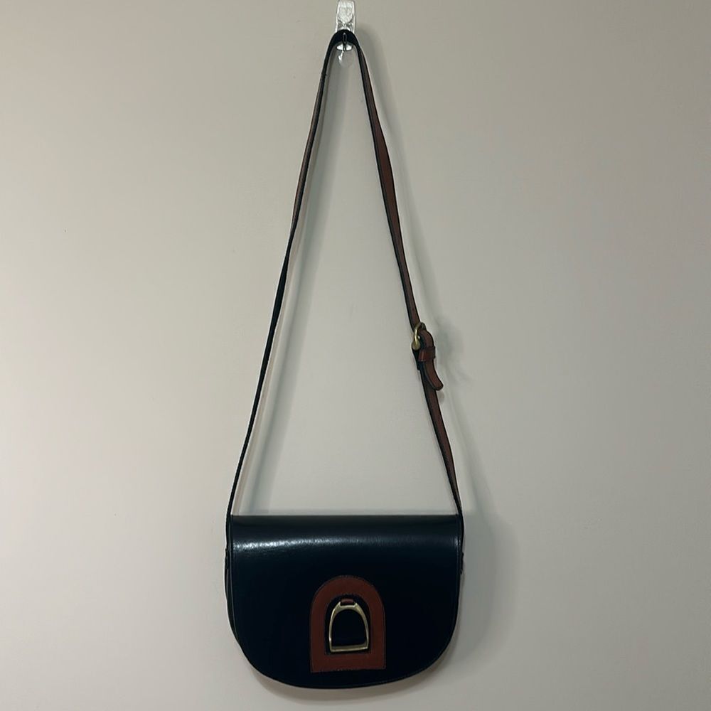 Vintage Genuine Leather Saddle Crossbody Horse Stirrup Brass ~Equestrian Gear